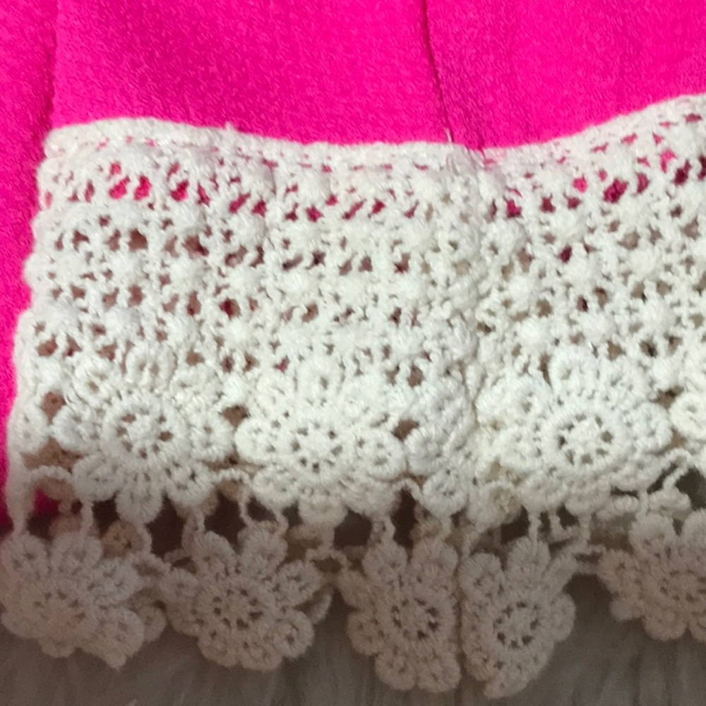 "Vintage Umgee USA hot pink tunic top lace crochet accents hem - Picture 9 of 11